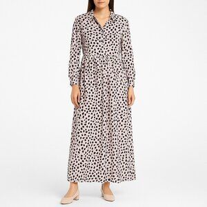 Glamorous Women's Light Pink Black Dots Long Sleeve Maxi Dress Size 6